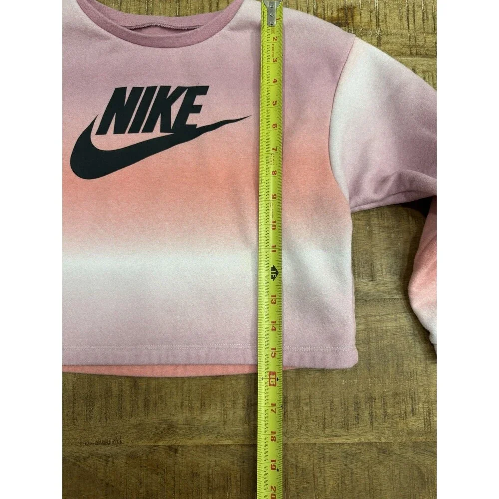 Nike Girls Sweatshirt Crop Pink Ombré‎ Size 6/7 MultiColor Swoosh Logo Youth